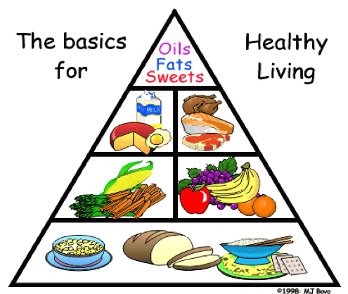 The Five Food Groups from the FDA. Food pyramid.