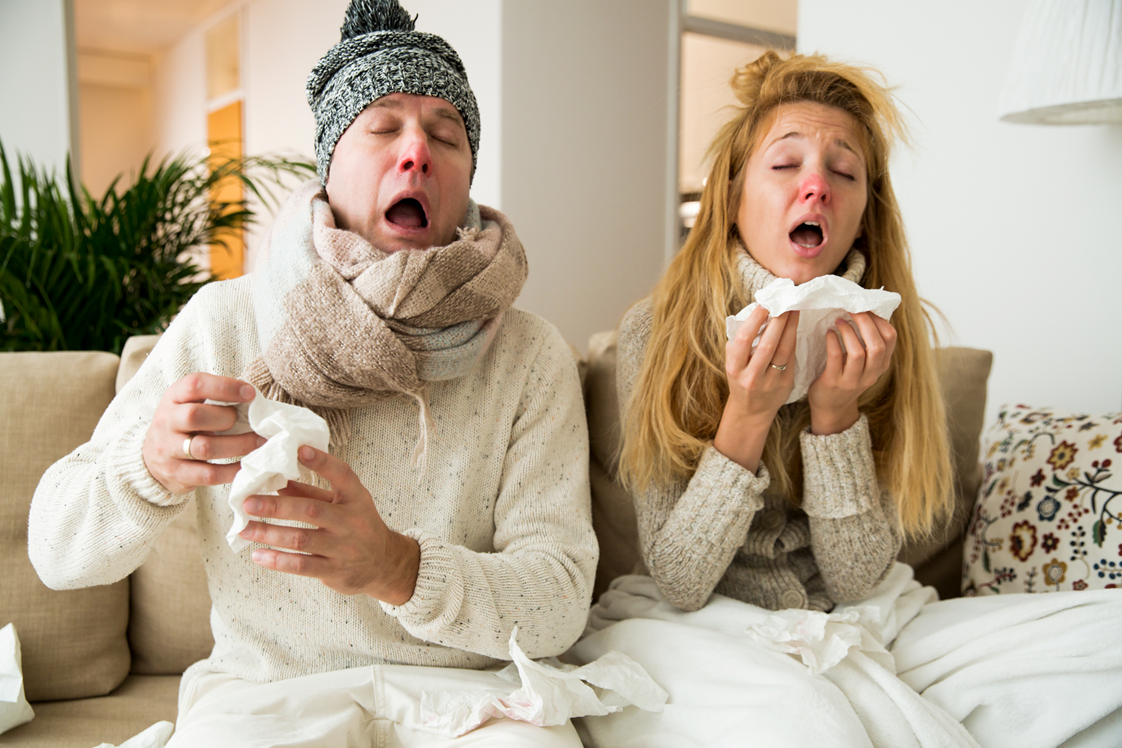 male and female sick from a cold