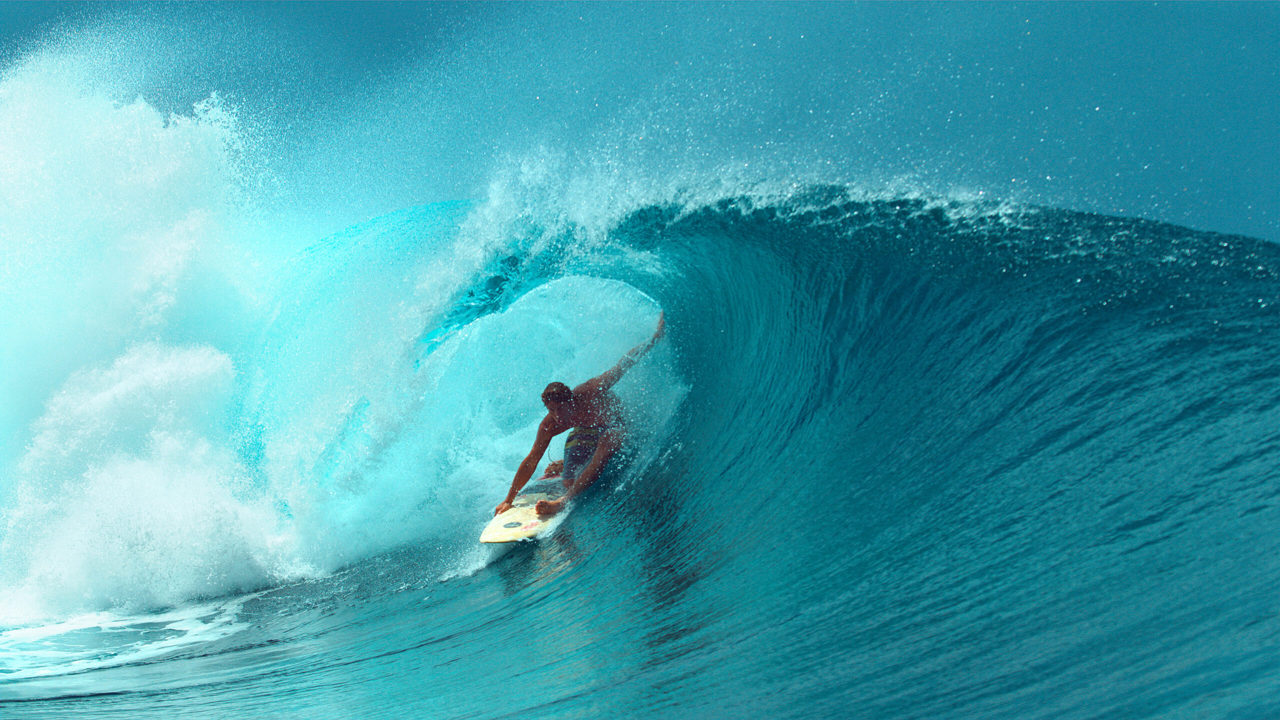 CLOSE UP: Professional surfboarder finishes riding another epic Surfer Catching a Wave