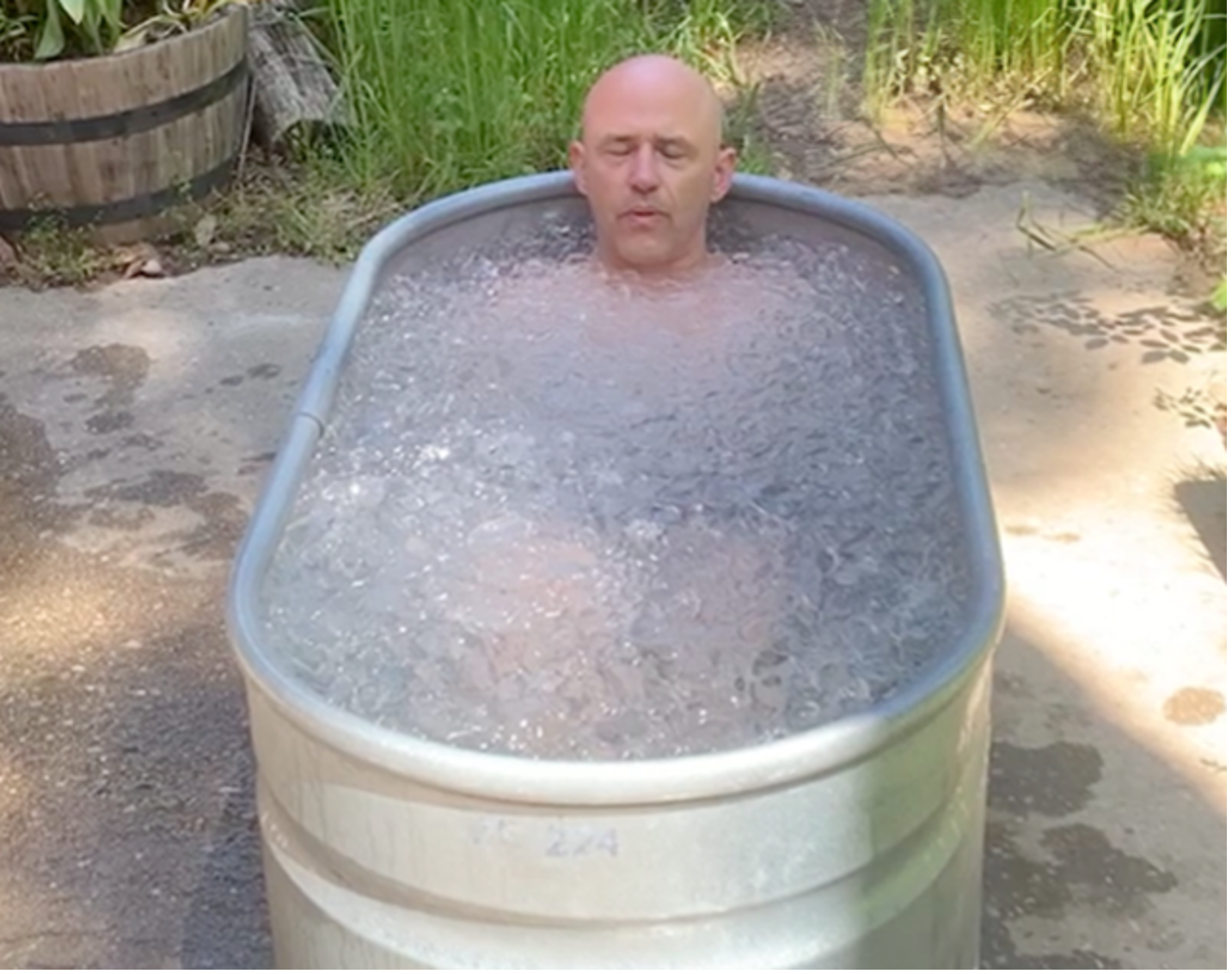 Michael in a Ice Bath Michael Westgate, practicing cold exposure for stress management